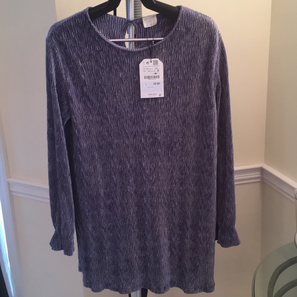 Zara Girls Dress Slate Blue w/ Gold Sparkles Sz 11